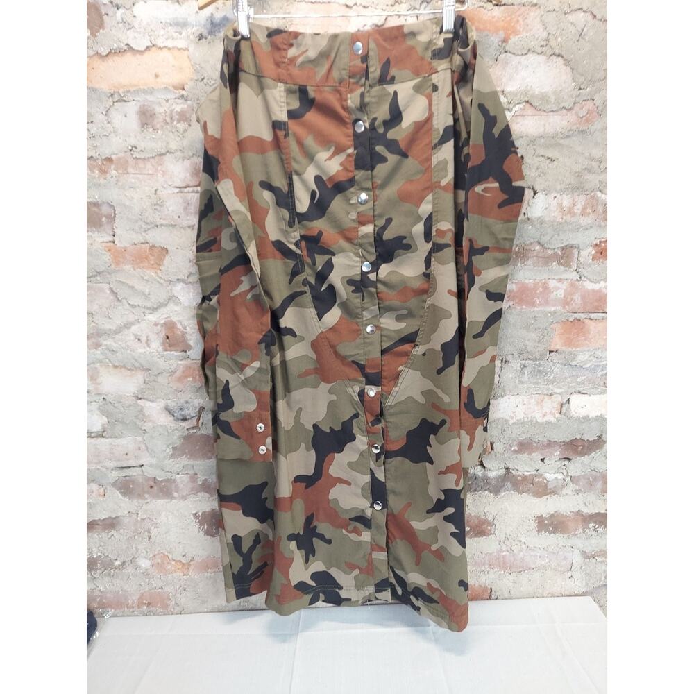 Like An Angel Womens Camo Duster Jacket Size 1X Button Front Utility Coat